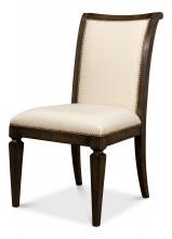 Sarreid 60-160-2 - Scroll Back Dining Chair, White Fabric, Dark Wood Frame, 39"H 60-160-2