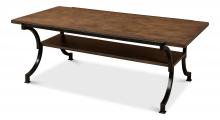 Sarreid 73-199 - Vineyards Low Country Cocktail Table, Walnut Top, Iron Frame, 54"W 73-199