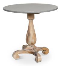 Sarreid U090-AS - Antique Bistro Table, Gray Top, Distressed Wood Base, 30"W U090-AS