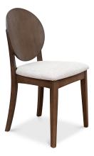 Sarreid U179-07F46 - Mid-Century Dining Chair, Round Back, White Fabric, Driftwood Frame, 19"H U179-07F46