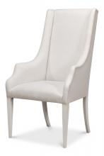 Sarreid U226-08AS - Captain's Chair Armchair, Cream Fabric, White Legs, 49"H U226-08AS