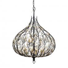 Varaluz 271P09MBFG - Bask 9-Lt Crystal Pendant - Matte Black/French Gold