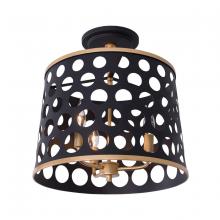 Varaluz 346S03MBFG - Bailey 3-Lt Pendant/Semi-Flush - Matte Black/French Gold