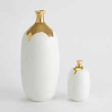 Global Views Company 3.31635 - Dipped Golden Crackle/White Cylinder Vase - Small