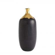 Global Views Company 3.31640 - Dipped Golden Crackle/Black Cylinder Vase - Large