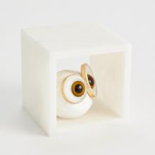 Global Views Company 3.31656 - Alabaster Big Eyed Owl in Cube - Small