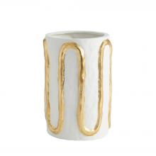 Global Views Company 3.31713 - Serpentine Vase - Matte White with Gold - Small