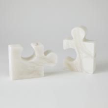 Global Views Company 3.31755 - Alabaster Jigsaw Bookends - Pair - White