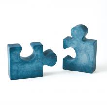 Global Views Company 3.31756 - Alabaster Jigsaw Bookends - Pair - Blue