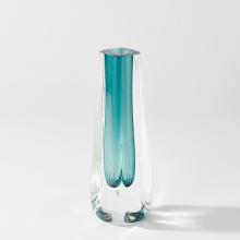 Global Views Company 6.60492 - Square Cut Glass Vase - Azure