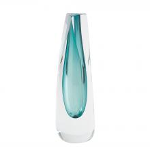 Global Views Company 6.60493 - Triangle Cut Glass Vase - Azure