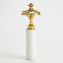 Global Views Company 8.82985 - Newel Cap Sculpture - Brass/White Marble - Large