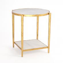 Global Views Company 9.93685 - Circle/Square Side Table - Gold with White Marble