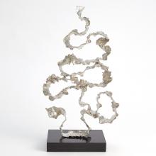 Global Views Company 9.93714 - Squiggles Sculpture - Nickel with Black Granite