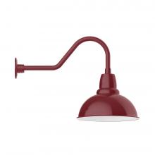 Montclair Light Works GNB107-55-B01-L13 - 14" Cafe shade, LED Gooseneck Wall mount, decorative canopy cover, Barn Red