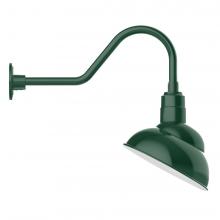 Montclair Light Works GNB121-42-B01-L12 - 12" Emblem shade LED Gooseneck Wall mount, decorative canopy cover, Forest Green