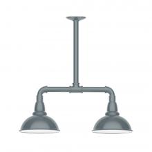 Montclair Light Works MSB105-40-L10 - 8" Cafe shade, 2-light LED Stem Hung Pendant, Slate Gray