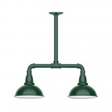 Montclair Light Works MSB105-42-L10 - 8" Cafe shade, 2-light LED Stem Hung Pendant, Forest Green