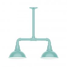 Montclair Light Works MSB105-48-L10 - 8" Cafe shade, 2-light LED Stem Hung Pendant, Sea Green