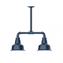 Montclair Light Works MSB180-50-L10 - 8" Warehouse shade, 2-light LED Stem Hung Pendant, Navy