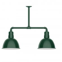 Montclair Light Works MSD116-42-L12 - 12" Deep Bowl shade, 2-light LED Stem Hung Pendant, Forest Green