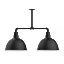 Montclair Light Works MSD117-41-L13 - 16" Deep Bowl shade, 2-light LED Stem Hung Pendant, Black