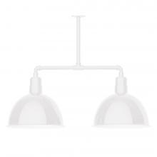 Montclair Light Works MSD117-44-T30-L13 - 16" Deep Bowl shade, 2-light LED Stem Hung Pendant, White