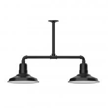 Montclair Light Works MSD182-41-L12 - 12" Warehouse shade, 2-light LED Stem Hung Pendant, Black