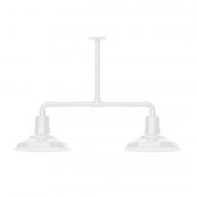 Montclair Light Works MSD182-44-L12 - 12" Warehouse shade, 2-light LED Stem Hung Pendant, White