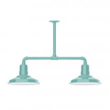 Montclair Light Works MSD182-48-T30-L12 - 12" Warehouse shade, 2-light LED Stem Hung Pendant, Sea Green