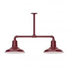 Montclair Light Works MSD182-55-L12 - 12" Warehouse shade, 2-light LED Stem Hung Pendant, Barn Red