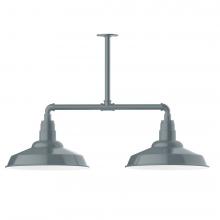 Montclair Light Works MSD184-40-L13 - 16" Warehouse shade, 2-light LED Stem Hung Pendant, Slate Gray