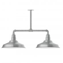 Montclair Light Works MSD184-49-L13 - 16" Warehouse shade, 2-light LED Stem Hung Pendant, Painted Galvanized