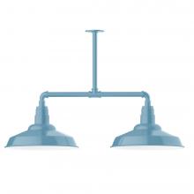 Montclair Light Works MSD184-54-L13 - 16" Warehouse shade, 2-light LED Stem Hung Pendant, Light Blue