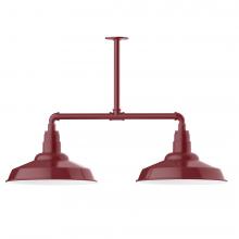 Montclair Light Works MSD184-55-L13 - 16" Warehouse shade, 2-light LED Stem Hung Pendant, Barn Red