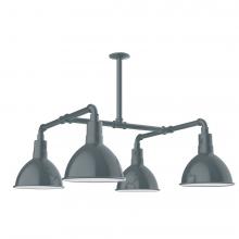 Montclair Light Works MSP115-40-L12 - 10" Deep Bowl shade, 4-light LED Stem Hung Pendant, Slate Gray