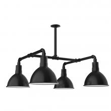 Montclair Light Works MSP115-41-L12 - 10" Deep Bowl shade, 4-light LED Stem Hung Pendant, Black