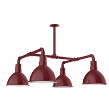 Montclair Light Works MSP115-55-L12 - 10" Deep Bowl shade, 4-light LED Stem Hung Pendant, Barn Red