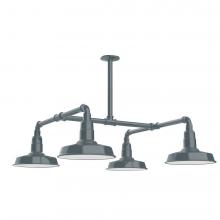 Montclair Light Works MSP181-40-L12 - 10" Warehouse shade, 4-light LED Stem Hung Pendant, Slate Gray