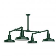 Montclair Light Works MSP181-42-L12 - 10" Warehouse shade, 4-light LED Stem Hung Pendant, Forest Green