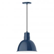 Montclair Light Works PEB116-50-W12-L12 - 12" Deep Bowl shade, LED Pendant with black cord and canopy, wire grill, Navy