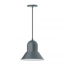 Montclair Light Works PEB123-40-C01-L12 - 12" Prima shade, LED Pendant with brown and ivory houndstooth fabric cord and canopy, Slate Gray