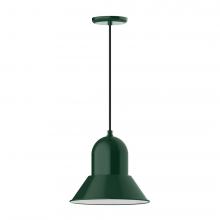 Montclair Light Works PEB123-42-C21-L12 - 12" Prima shade, LED Pendant with white cord and canopy, Forest Green