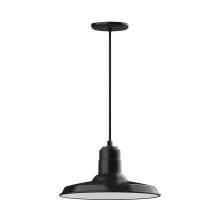 Montclair Light Works PEB183-41-W14-L13 - 14" Warehouse shade, LED Pendant with black cord and canopy, wire grill, Black
