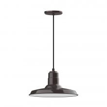 Montclair Light Works PEB183-51-W14-L13 - 14" Warehouse shade, LED Pendant with black cord and canopy, wire grill, Architectural Bronze