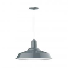 Montclair Light Works PEB186-40-C24-L14 - 20" Warehouse shade, LED Pendant with cool tweed fabric cord and canopy, Slate Gray