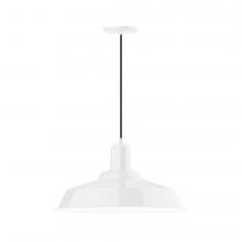 Montclair Light Works PEB186-44-C02-L14 - 20" Warehouse shade, LED Pendant with black solid fabric cord and canopy, White