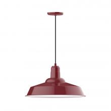 Montclair Light Works PEB186-55-C16-L14 - 20" Warehouse shade, LED Pendant with navy mini tweed fabric cord and canopy, Barn Red