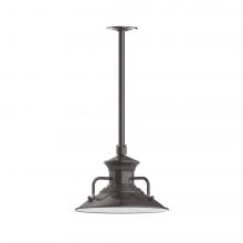 Montclair Light Works STA142-51-H24-L12 - 12" Homestead shade, stem mount LED Pendant with canopy, Architectural Bronze