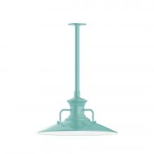 Montclair Light Works STB143-48-L13 - 18" Homestead shade, stem mount LED Pendant with canopy, Sea Green